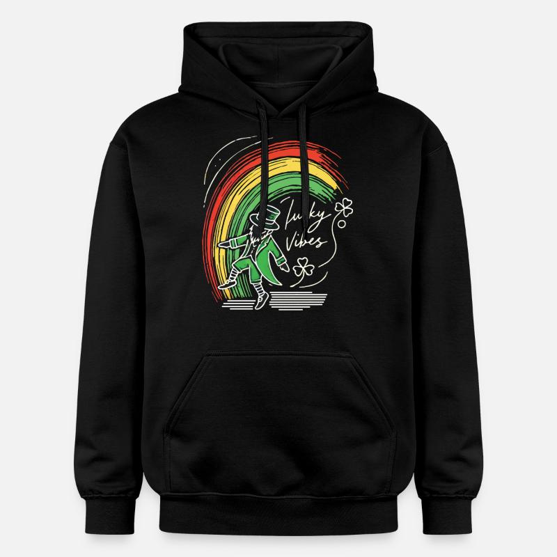 Saint-Patrick Lucky Vibes Arc-en-ciel - Sweat à capuche Softstyle® Gildan Unisexe - noir