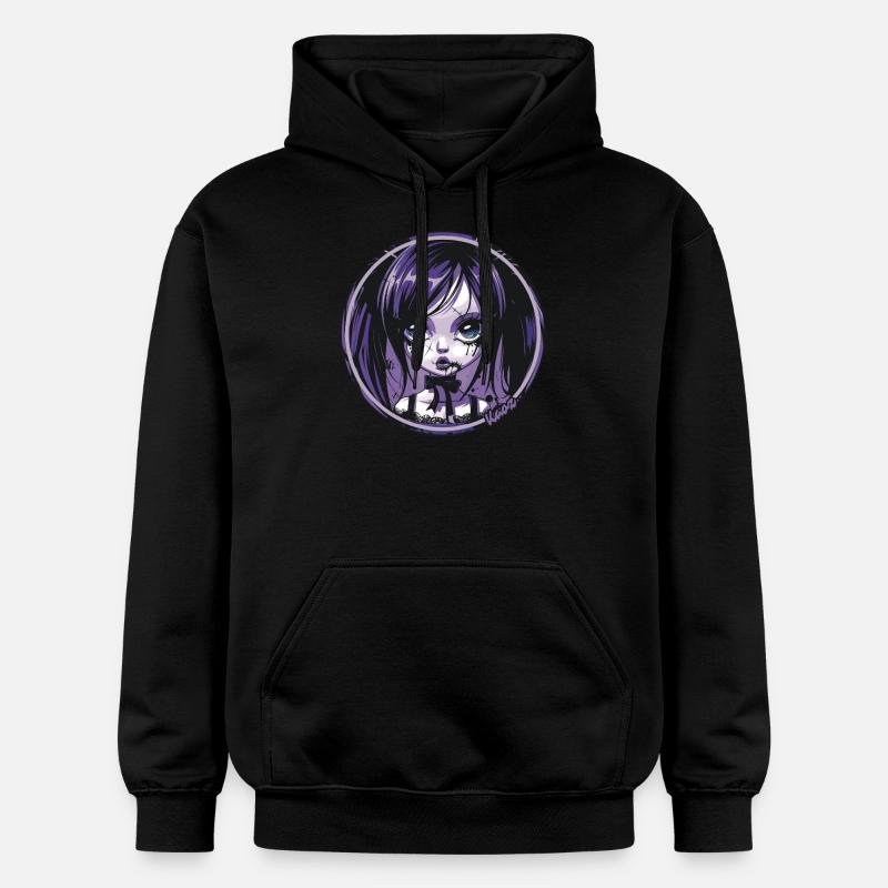 Gothic Chibi Mädchen – Dunkle Ästhetik - Gildan Unisex Softstyle® Midweight Hoodie - Schwarz