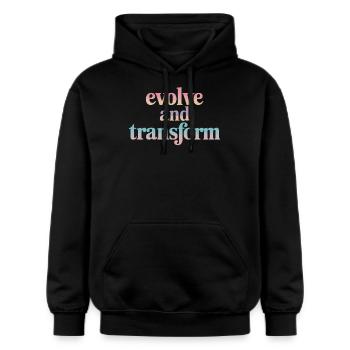 Evolve And Transform Inspirierende Spiritualität - Gildan Unisex Softstyle® Midweight Hoodie - Schwarz - Vorne - Marisol (170cm) & Nik (191cm)