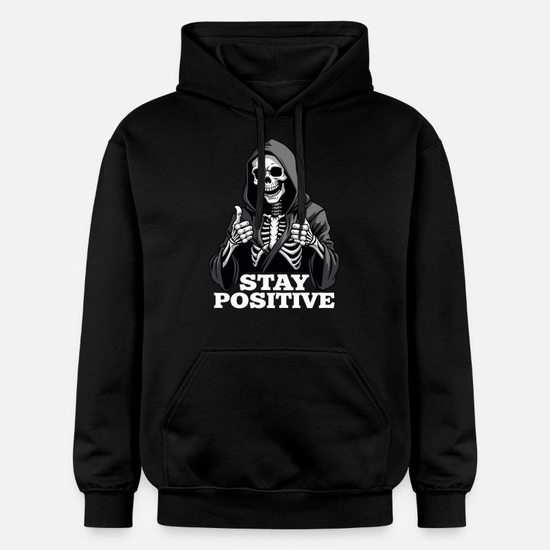 Restez positif – Drôle de faucheuse - Sweat à capuche Softstyle® Gildan Unisexe - noir