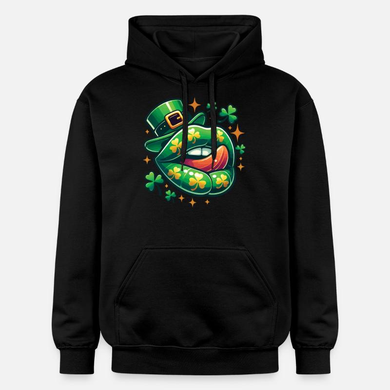 Saint-Patrick Funny Clover Lips - Sweat à capuche Softstyle® Gildan Unisexe - noir