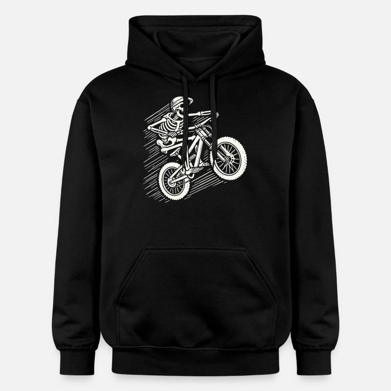 Skeleton Vélo Aventure VTT Rétro - Sweat à capuche Softstyle® Gildan Unisexe - noir