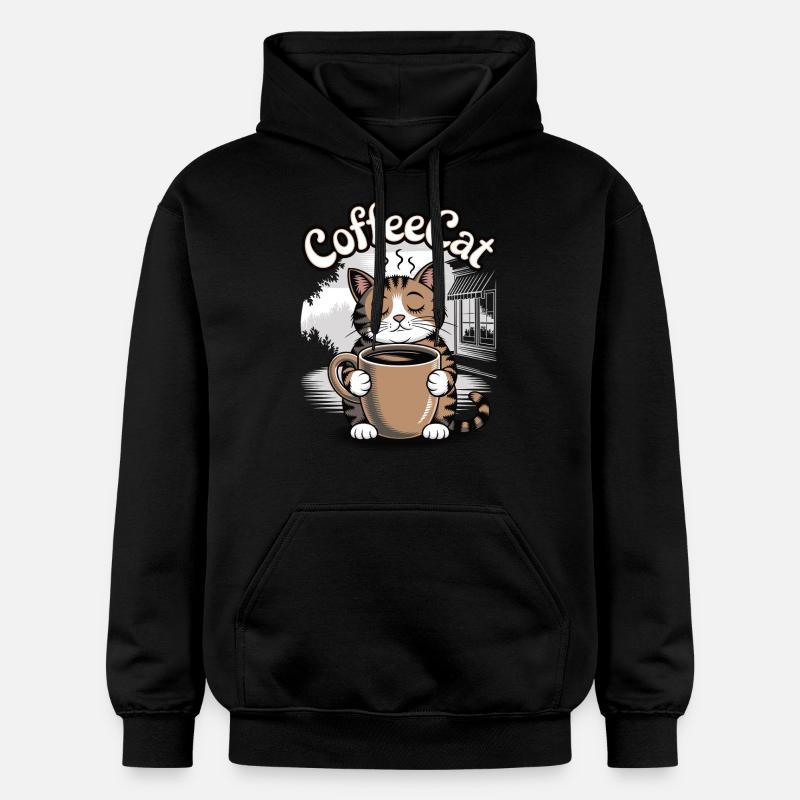 Chat de café - Sweat à capuche Softstyle® Gildan Unisexe - noir