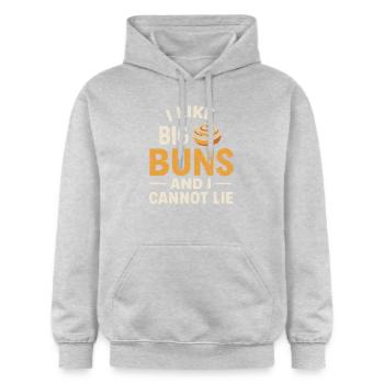 Ich mag große Brötchen - Gildan Unisex Softstyle® Midweight Hoodie - Hellgrau meliert - Vorne - Liana (172cm) & Jaron (178cm)