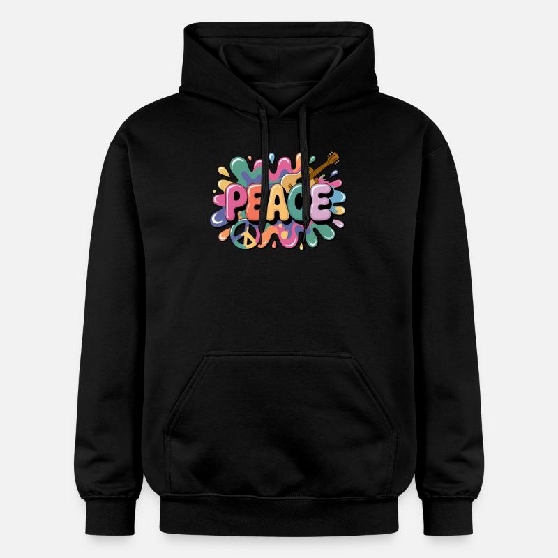 PEACE – Psychedelic - Gildan Unisex Softstyle® Midweight Hoodie - black