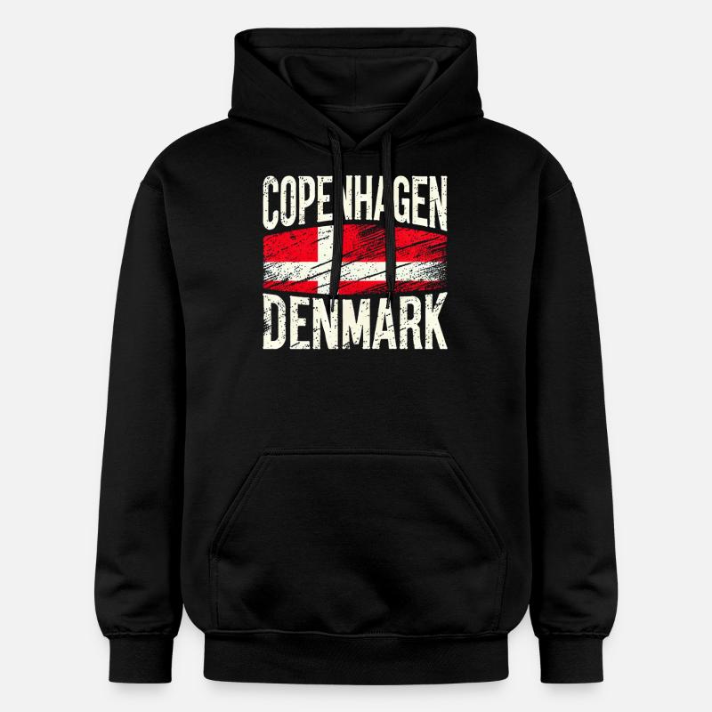 Copenhague Danemark Drapeau - Sweat à capuche Softstyle® Gildan Unisexe - noir