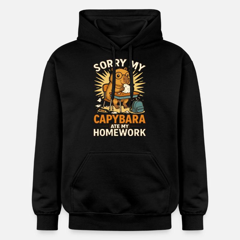 Capybara Capybara Devoirs Drôle - Sweat à capuche Softstyle® Gildan Unisexe - noir