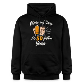 Cheers and Beer for 50 golden Years - Gildan Unisex Softstyle® Midweight Hoodie - Schwarz - Vorne - Marisol (170cm) & Nik (191cm)