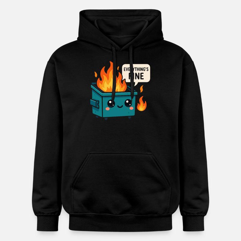 Dumpster Fire Meme - Gildan Unisex Softstyle® Midweight Hoodie - Schwarz