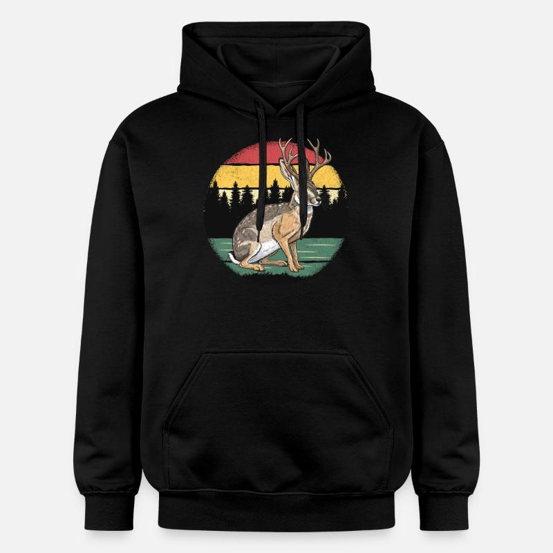 Jackalope rétro - Sweat à capuche Softstyle® Gildan Unisexe - noir