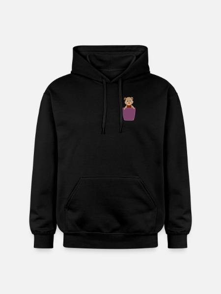 Bear in breast pocket - Gildan Unisex Softstyle® Midweight Hoodie - black