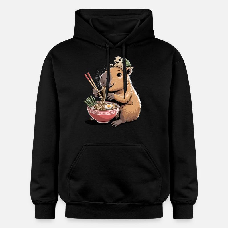 Cute capybara, ramen, turtle, capybara - Gildan Unisex Softstyle® Midweight Hoodie - black