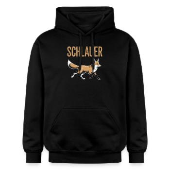 Schlauer Fuchs – Ironisch & Clever - Gildan Unisex Softstyle® Midweight Hoodie - Schwarz - Vorne - Marisol (170cm) & Nik (191cm)