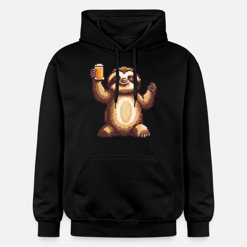 Sloth Beer Pixel - Gildan Unisex Softstyle® Midweight Hoodie - black