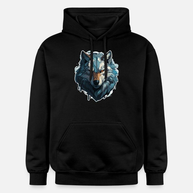 Loup - Illustration - Sweat à capuche Softstyle® Gildan Unisexe - noir