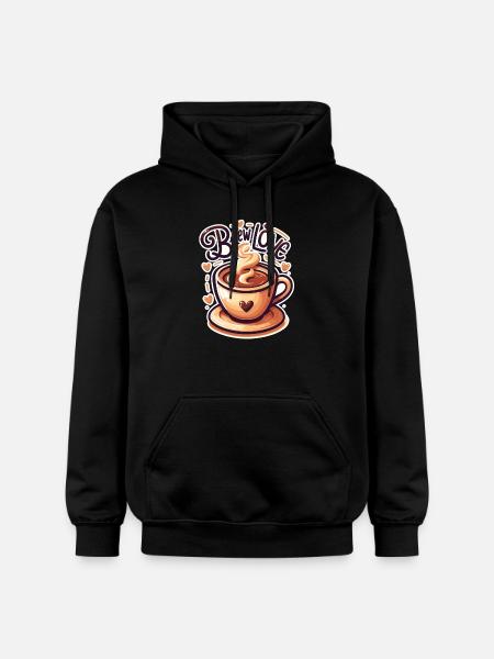 Brew Love - Coffee Cup Illustration - Gildan Unisex Softstyle® Midweight Hoodie - black