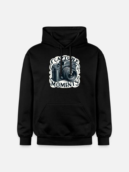 Capture Moments - Camera Illustration - Gildan Unisex Softstyle® Midweight Hoodie - black