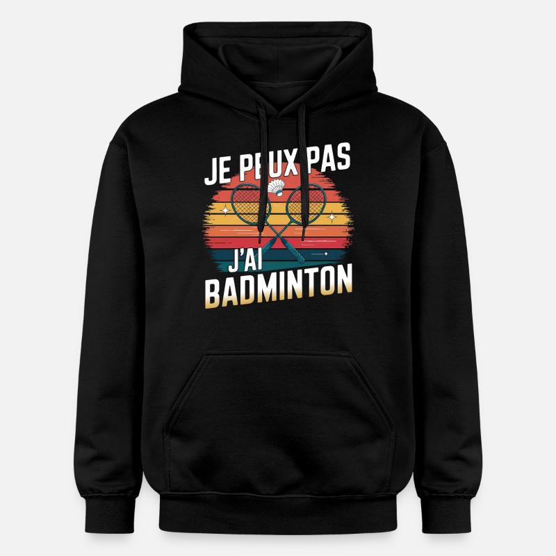 Passion Badminton - Look Années 80 - Sweat à capuche Softstyle® Gildan Unisexe - noir