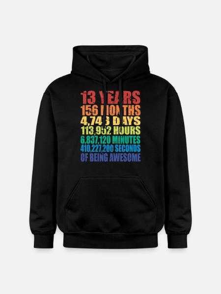 13e verjaardagscadeau, jongens meisjes tieners, 13 jaar oud - Gildan uniseks Softstyle® Midweight hoodie - zwart