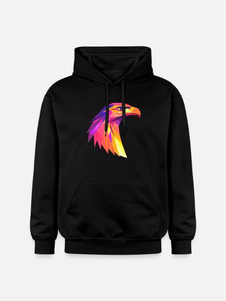 AdlerKopf Low Poly Logo Design - Gildan Unisex Softstyle® Midweight Hoodie - Schwarz