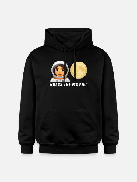 Astronaut and Full Moon Illustration - Gildan Unisex Softstyle® Midweight Hoodie - black