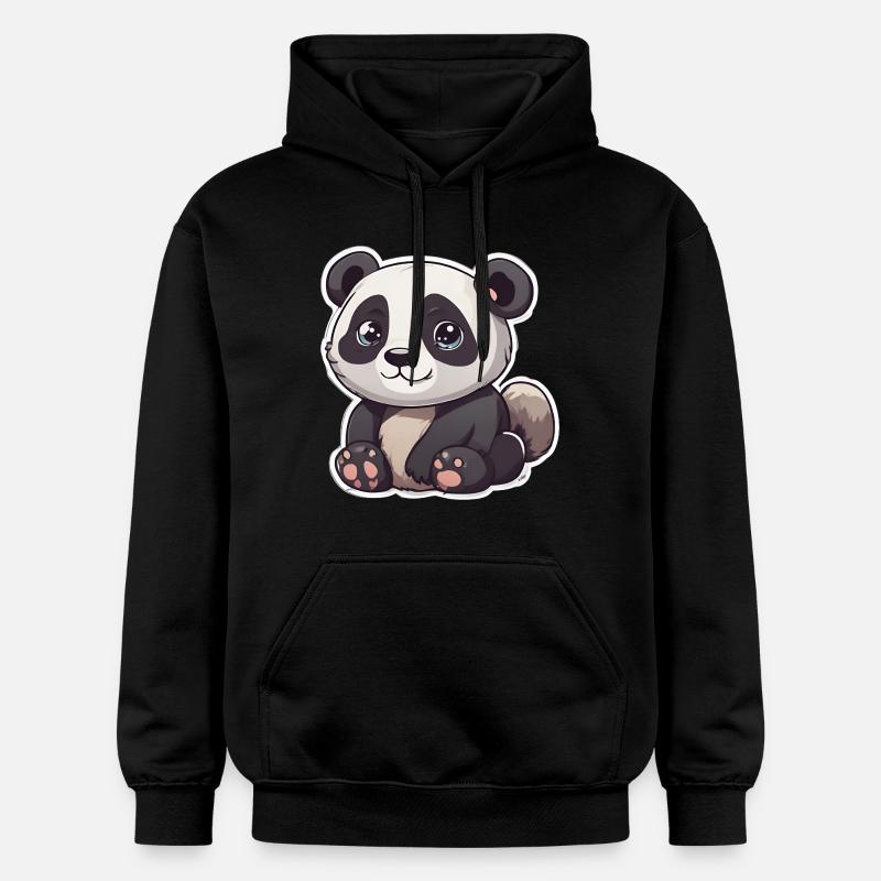 Panda mignon aux grands yeux - Sweat à capuche Softstyle® Gildan Unisexe - noir
