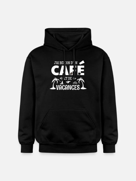 Coffee Humor T-Shirt – Coffee & Vacation - Gildan Unisex Softstyle® Midweight Hoodie - black
