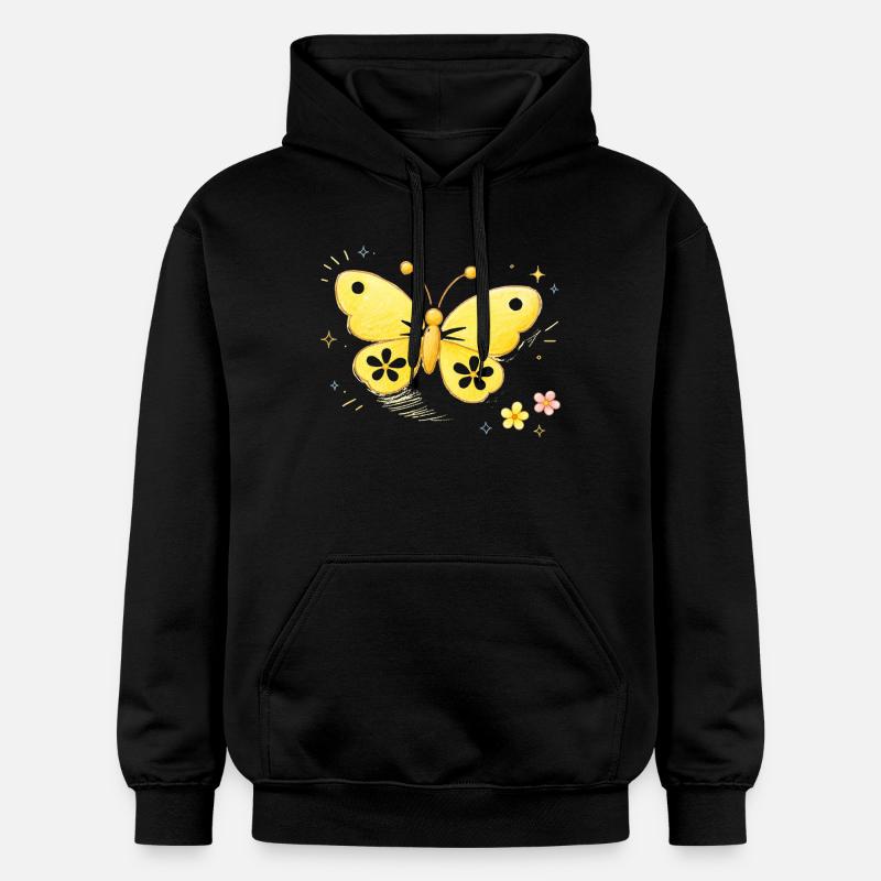 Printemps jaune papillon - Sweat à capuche Softstyle® Gildan Unisexe - noir