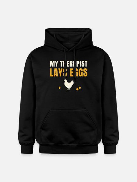 My Therapist Lays Eggs Chicken - Gildan Unisex Softstyle® Midweight Hoodie - black
