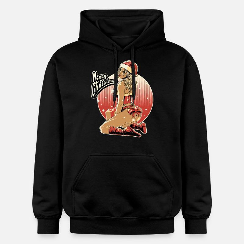 Xmas-pin-up-final-file - Rahmenlos design gift - Sweat à capuche Softstyle® Gildan Unisexe - noir