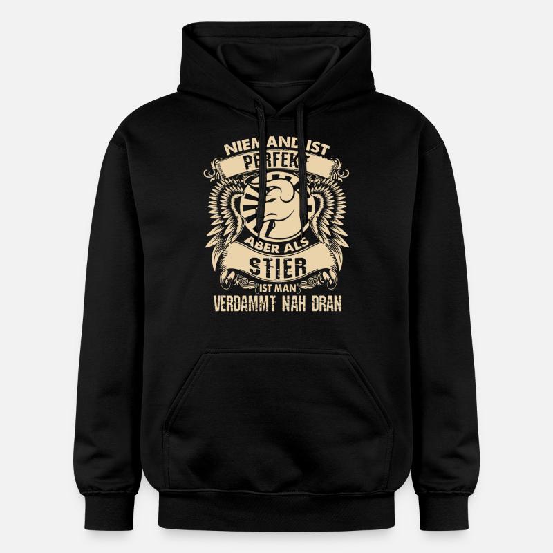 Sternzeichen Stier - ist perfekt - Gildan Unisex Softstyle® Midweight Hoodie - Schwarz