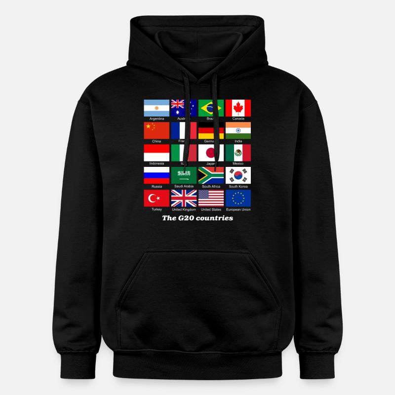 G20-flagga - Gildan luvtröja unisex Softstyle® Midweight - svart