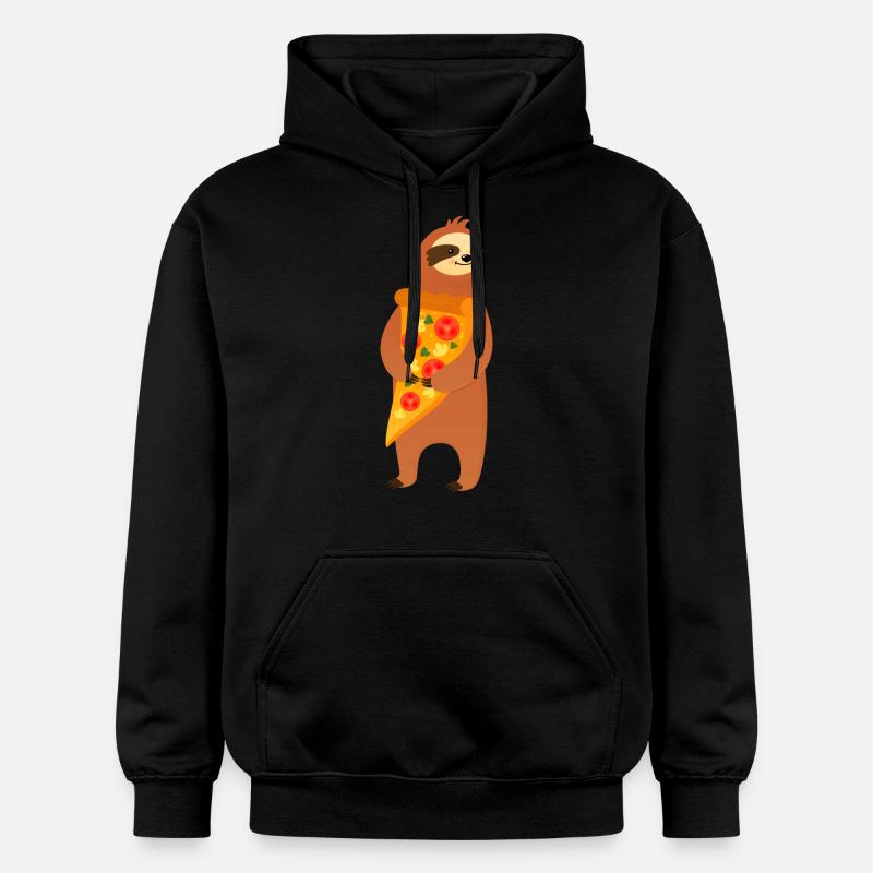 Sloth With Pizza Slice - Gildan Unisex Softstyle® Midweight Hoodie - Schwarz