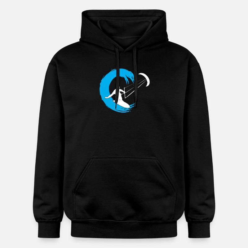 Kitesurfer dans la vague - Sweat à capuche Softstyle® Gildan Unisexe - noir