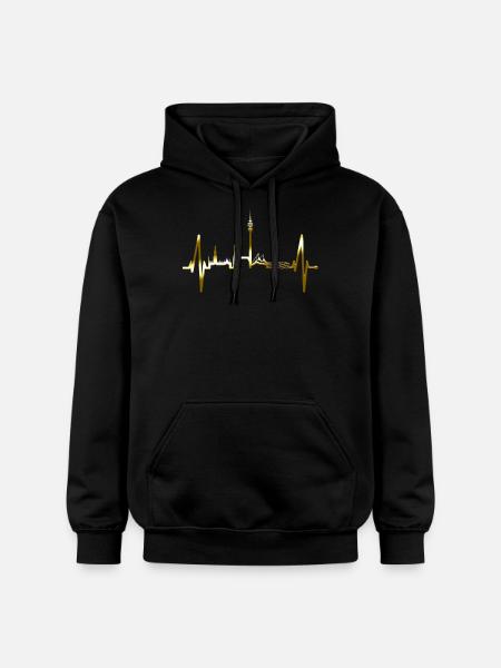 München Skyline Heartbeat Fan Gold - Gildan uniseks Softstyle® Midweight hoodie - zwart