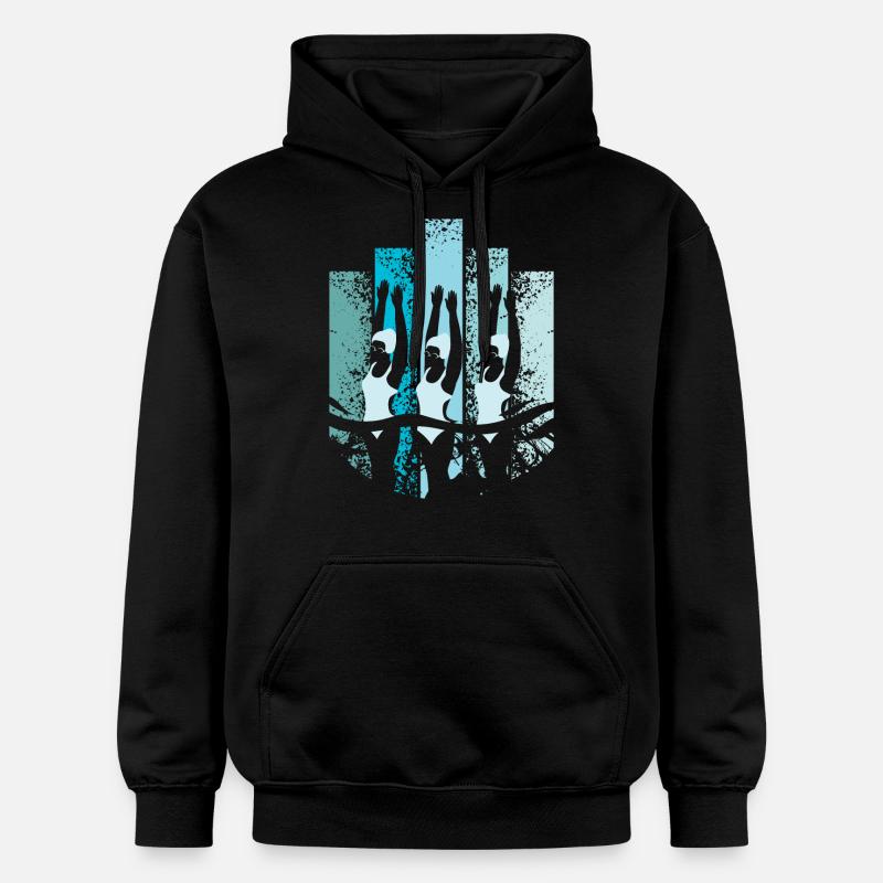 Nage synchrone rétro - Sweat à capuche Softstyle® Gildan Unisexe - noir