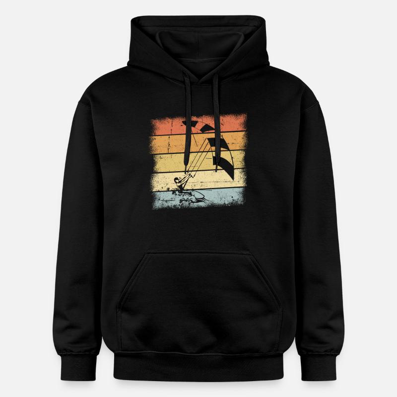 Kiteboard Sunset Retro Design - Sweat à capuche Softstyle® Gildan Unisexe - noir