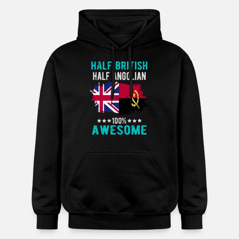 Half British Half Angolier - Gildan Unisex Softstyle® Midweight Hoodie - black