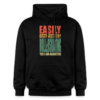 Rollerskating Spruch lustig - Gildan Unisex Softstyle® Midweight Hoodie - Schwarz - Vorne - Marisol (170cm) & Nik (191cm)