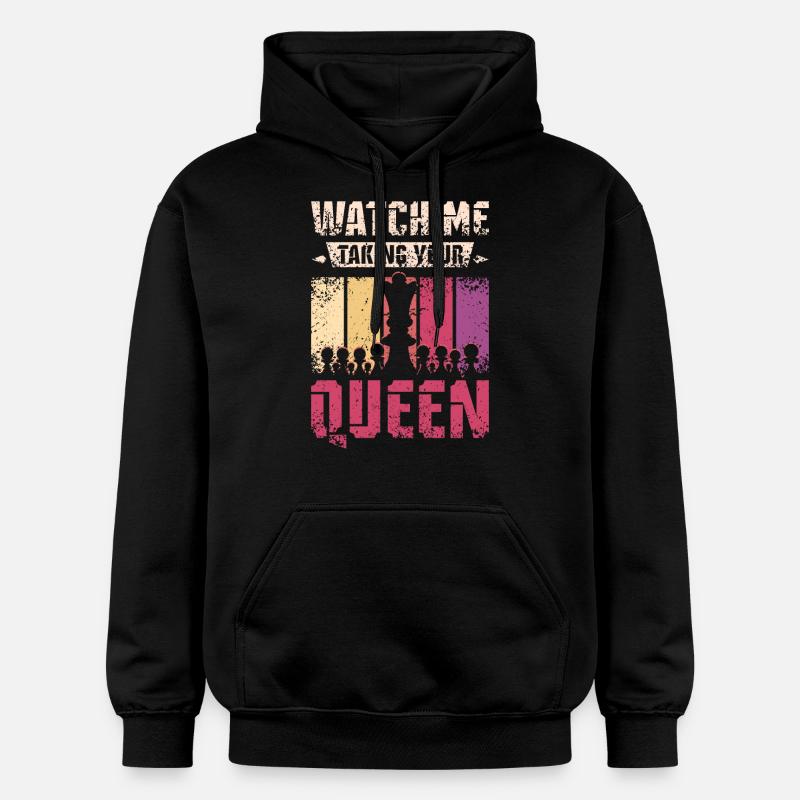Prendre votre reine aux échecs - Sweat à capuche Softstyle® Gildan Unisexe - noir