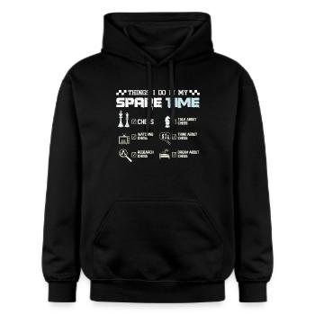 Thinags I do in my spare tieme play chess - Gildan Unisex Softstyle® Midweight Hoodie - Schwarz - Vorne - Marisol (170cm) & Nik (191cm)