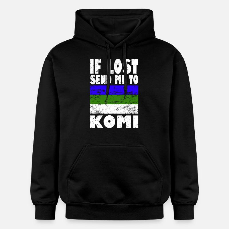 Dicton du drapeau Komi - Sweat à capuche Softstyle® Gildan Unisexe - noir