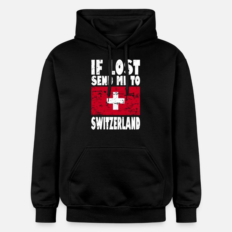 Slogan du drapeau suisse - Sweat à capuche Softstyle® Gildan Unisexe - noir