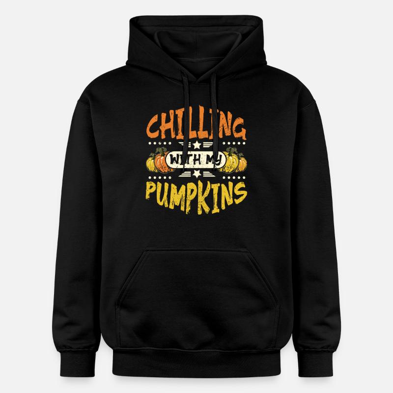 chilling avec mes citrouilles - Sweat à capuche Softstyle® Gildan Unisexe - noir