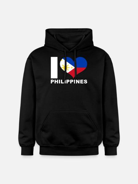 Jeg elsker Filippinerne hjerte flag Filippinerne - Gildan Softstyle® Midweight unisex-hoodie - sort