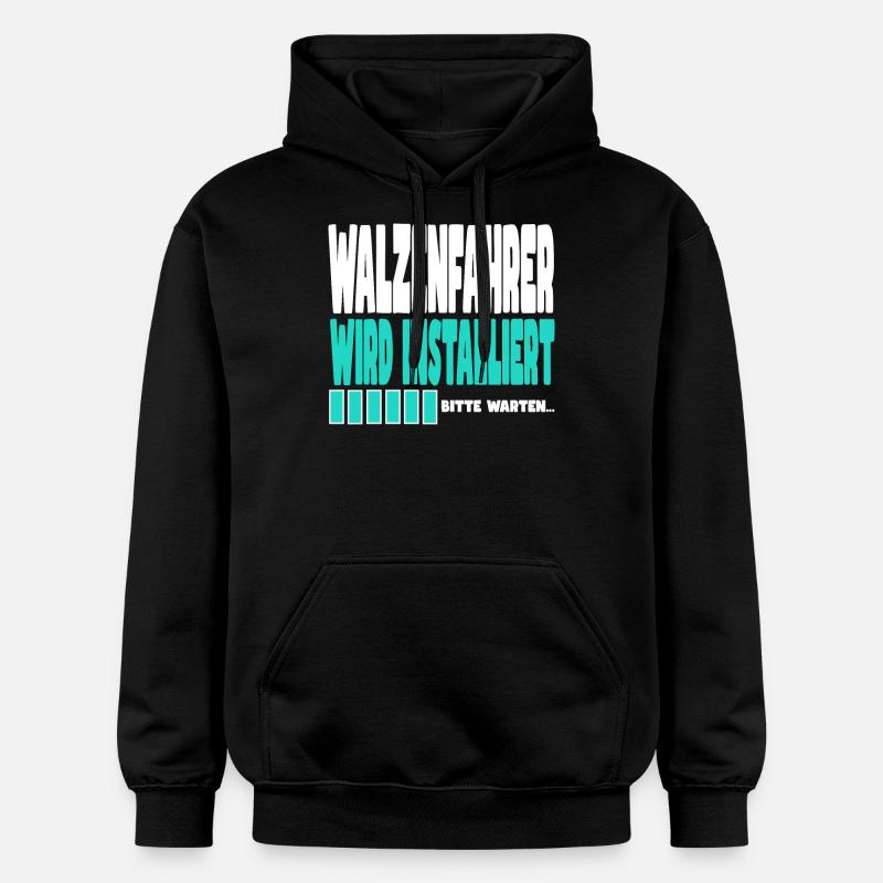 Walzenfahrer wird installiert - Gildan Unisex Softstyle® Midweight Hoodie - Schwarz