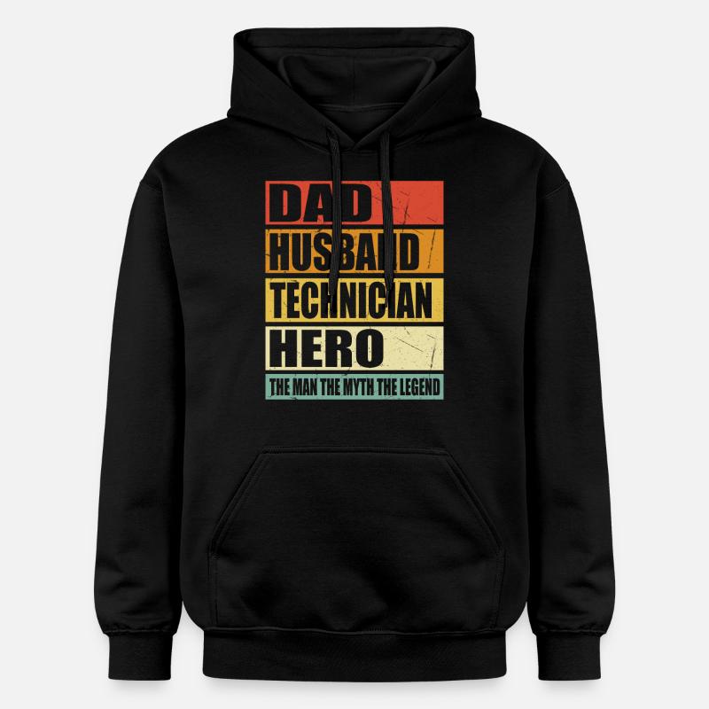 Père Mari Technicien Héros - Sweat à capuche Softstyle® Gildan Unisexe - noir