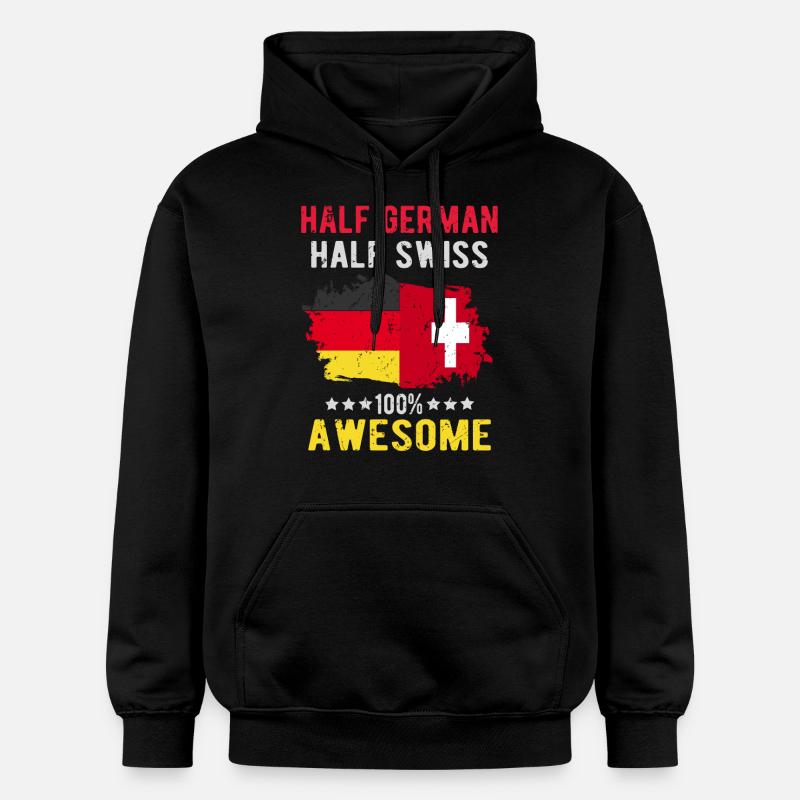 Halb Deutsch Halb Schweizer - Gildan Unisex Softstyle® Midweight Hoodie - Schwarz