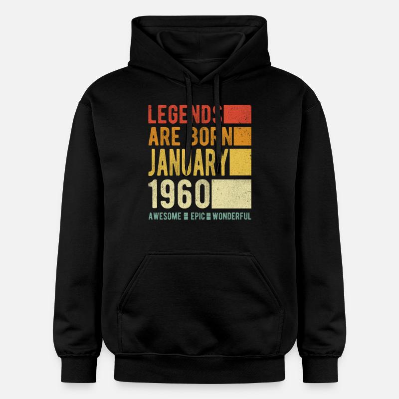 Anniversaire Janvier 1960 - Sweat à capuche Softstyle® Gildan Unisexe - noir