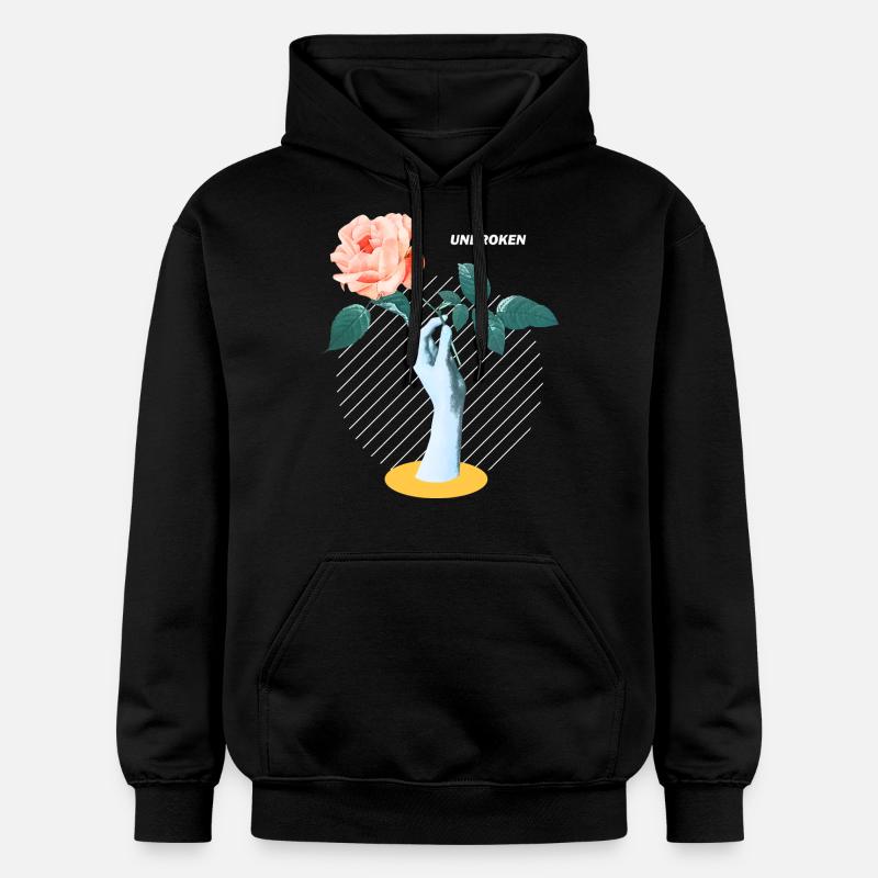 Graphique de fleur ininterrompue - Sweat à capuche Softstyle® Gildan Unisexe - noir